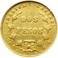 Costa Rica. 2 Pesos, 1868-GW. NGC EF40 - 2
