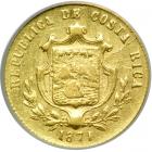 Costa Rica. 1 Peso, 1871-GW. PCGS AU55