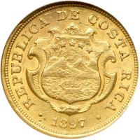 Costa Rica. 10 Colones, 1897. NGC AU50 - 2