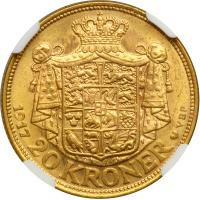 Denmark. 20 Kroner, 1917. NGC MS63 - 2
