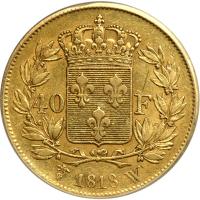 France. 40 Francs, 1818-W. PCGS AU50 - 2