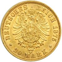 German States - Prussia. 20 Marks, 1875-A. VF - 2