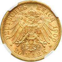 German States - W&uuml;rttemberg. 20 Marks, 1900-F. NGC MS62 - 2