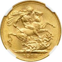 British India. Sovereign, 1918-I. NGC MS63 - 2