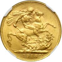 British India. Sovereign, 1918-I. NGC MS61 - 2