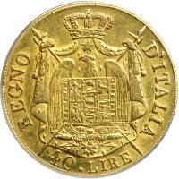 Italian States - Kingdom of Italy. 40 Lire, 1808-M (Milan). VF - 2