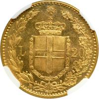 Italy. 20 Lire, 1882-R. NGC MS63 - 2