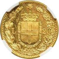 Italy. 20 Lire, 1882-R. NGC MS63 - 2