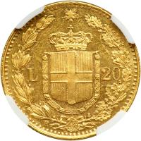 Italy. 20 Lire, 1882-R. NGC MS61 - 2