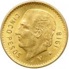 Mexico. 5 Pesos, 1918. AU