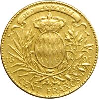 Monaco. 100 Francs, 1891-A. VF - 2