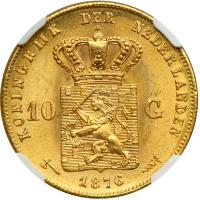 Netherlands. 10 Gulden, 1876. NGC MS66 - 2