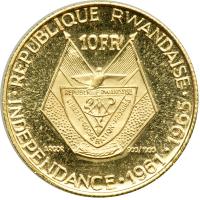 Rwanda. 10 Francs, 1961. BU - 2
