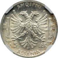 Albania. 5 and 10 Lek, 1939-R - 2