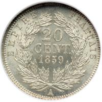 France. 20 Centimes, 1859-A. NGC MS66 - 2