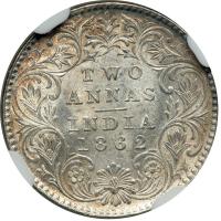 British India. 2 Annas, 1862-B. NGC MS64 - 2