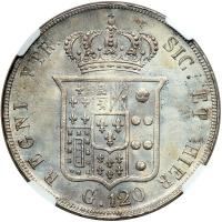 Italian States - Naples. Piastra of 120 grani, 1855. NGC AU55 - 2