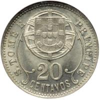 St. Thomas & Prince. 20 Centavos, 1929. NGC MS66 - 2