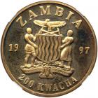 Zambia. Trial 200 Kwacha, 1997. NGC PF63