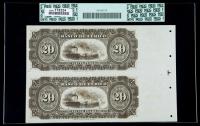 SCWPM# S220r 18xx (ca. 1882) 20 Pesos Remainders. Uncut Pair. PCGS Choice About New 55PPQ - 2