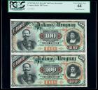 SCWPM# S215 20.9.1887 100 Pesos Remainders. Vertical Uncut Pair. PCGS Very Choice New 64