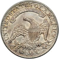 1828 Capped Bust Half Dollar. Square base 2, small 8's, large letters. AU50 - 2