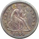 1844 Liberty Seated Dime. AU50