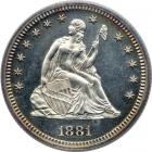 1881 Liberty Seated Quarter Dollar. PCGS PF62