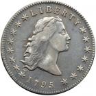 1795 Flowing Hair Dollar. 3 leaves beneath each wing. VF