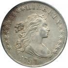 1797 Draped Bust Dollar. 10 stars left, 6 right. PCGS AU58