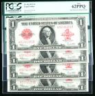 1923, $1 United States Note. Cut Sheet of Four. PCGS 62PPQ, 62PPQ, 64PPQ, 63PPQ