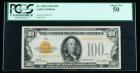 1928, $100 Gold Certificate. PCGS About New 50