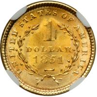 1851 $1 Gold Liberty. NGC MS66 - 2