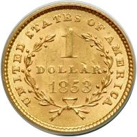 1853 $1 Gold Liberty. PCGS MS63 - 2