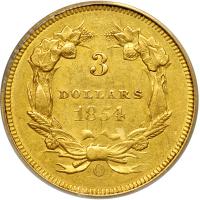 1854-O $3 Gold. PCGS AU55 - 2