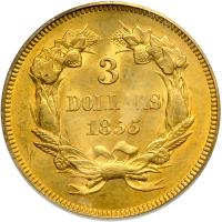 1855 $3 Gold. PCGS MS62 - 2