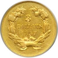 1857 $3 Gold. PCGS AU50 - 2