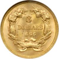 1888 $3 Gold. NGC MS65 - 2