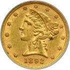 1892 $5 Liberty. PCGS AU58