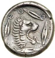 Sicily, Leontinoi, 475-466 BC. AR Didrachm (8.37 g). F - 2