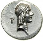 L. Calpurnius Piso L.f. Frugi, moneyer. AR Denarius minted at Rome, c. 67 BC. MS