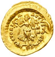 Theodosius II, AD 402-450. Gold Tremissis (1.50 g) minted at Constantinople, c. AD 430-440 - 2