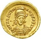 Valentinian III, AD 425-455. Gold Solidus (4.44 g) minted c. AD 441-450. VF