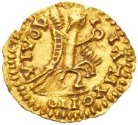 Visigoths. Pseudo-Imperial Series. Gold Tremissis (1.48 g) minted mid-6th century - 2