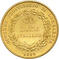 Italian States - Lombardy. 40 Lire, 1848-M - 2