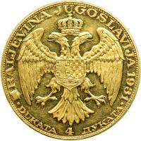 Yugoslavia. 4 Ducats, 1931. PCGS AU55 - 2