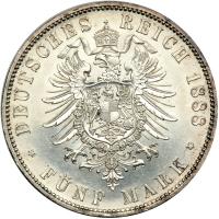 German States - Prussia. 5 Marks, 1888-A. EF - 2