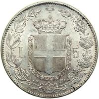 Italy. 5 Lire, 1879-R. PCGS AU55 - 2