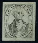 U.S. City Despatch Post, 1842, 3¢ black on grayish. P.F. XF