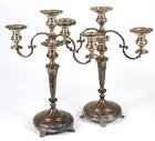 Matched Pair of Sterling Silver Candelabras